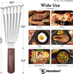 9 Inches Fish Turner, Slotted Fish Spatula Dishwasher Safe NSF, Shovel Brown