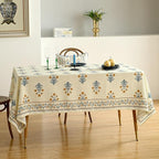 ISAENNE Designer French Pale Yellow Table Cloth for Rectangle Table,Linen Floral Tablecloth,Wrinkle Resistant Decor Tablecloths for Dining Thanksgiving Banquet Kitchen,55"*79"-Estevan A
