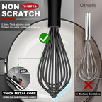 Walfos Whisks,Silicone Whisk Non Scratch,Whisks for Cooking,BPA free and Dishwasher Safe.Nice for Mixing and Beating.5pcs whisk set (5+7in mini whisk +7+9+11in balloon whisk)