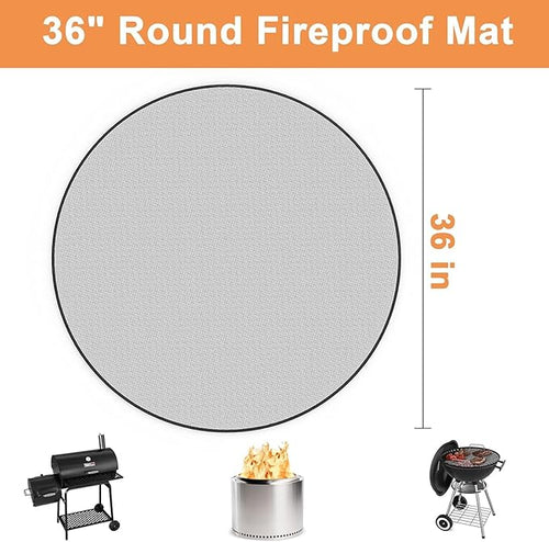 36" Fire Pit Mat for Solo Stove Bonfire, Round 4-Layer Fireproof Mat, Under Grill Mats for Outdoor Grill, Waterproof BBQ Mat for Deck Patio Grass Protector, Heat Resistant Reusable Camping Stove Mats
