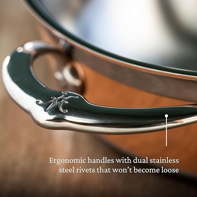 Hestan - CopperBond Collection - 100% Pure Copper Essential Pan, Induction Cooktop Compatible, 5 Quart