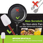 Silicone Rubber Spoonulas Pack of 3 (9.5/14/16-Inch), Commercial Silicone Spoonulas, Commercial Rubber Spatulas, Commerical Spatulas for Baking, Resistant to 500℉, Dishwasher Safe & BPA-Free