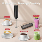 Milk Frother Handheld Rechargeable, Frother Wand with Storage Cover, Drink Mixer and Foamer for Coffee, Electric Whisk for Latte, Cappuccino, Matcha, Hot Chocolate, Protein Powder