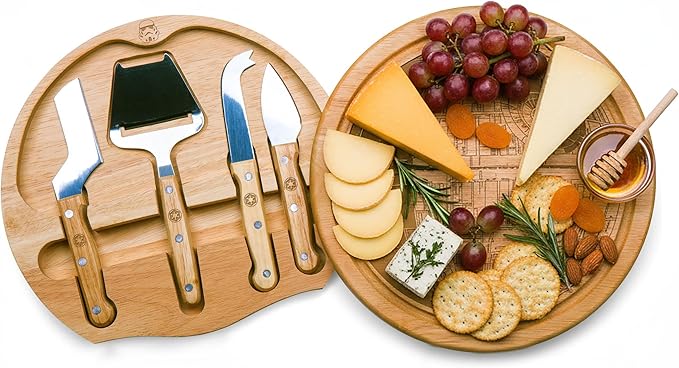 PICNIC TIME Star Wars Death Star Circo Cheese Board and Knife Set, Charcuterie Board Set, Wood Cutting Board, (Parawood)