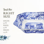 Spode Blue Italian 9.5-Inch Serving Bowl - Elegant Porcelain Tableware for Vegetables, Main Dishes, Entrees, Sides, Salads - Mix & Match Blue Patterned Rim with Dinnerware Sets, Great for Hosting