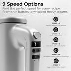 9 Speed Electric Handheld Mixer with Stainless Steel Whisk Beater Attachments & Snap Storage Case, Compact Lightweight 350 W Powerful hand held mixer for Baking & Cooking, White