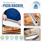 Aluminum Pizza Peel Spatula Set, HaSteeL 12 Inch Pizza Paddle Shovel, 14 Inch Metal Pizza Cutter Rocker, Pizza Oven Accessories Tools for Cooking Baking Turning Cutting, Detachable Handle, Perforated