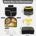 TinyPalsa Bento Box for Kids with 10oz Thermos, Durable Lunch Box with Leak Proof Insulated Food Jar, 3 Compartments with Portable Handle for Ages 3+, Dishwasher Safe, Ideal for School, Travel (Game)