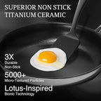 KITEXPERT Non Stick Frying Pans with Lid, 10" Titanium Ceramic Pan Nonstick Stainless Steel Skillet, PFAS PFOA & PTFE Free, Quick-Cool Handle, Dishwasher & Oven Safe, Compatible with All Cooktops