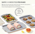 BRONYPRO Non Stick Ceramic Baking Sheet Pan Set of 3, Natural Non Toxic Cookie Sheets for Baking - PFOA, PTFE Free, Aluminized Steel Oven Trays for Cooking with Silicone Handles, Light Gray