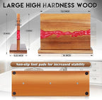 MEN WITH THE POT Magnetic Knife Holder 13 x 10 Inches, Multifunctional Double Sided Magnetic Knife Block Rack, Wood & Red Epoxy Universal Magnetic Knife Storage Stand for Kitchen Counter