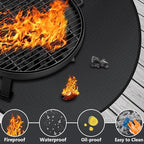 36" Round Fire Pit Mat for Solo Stove Bonfire/Under Grill Mat, 4 Layers Fireproof Waterproof Oil-Proof, BBQ Mat, Portable, Deck Patio Grass Smoker