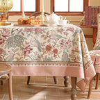patdrea Designer Pink Linen Table Cloth for Sqaure Table,French Tablecloth with Birds Pattern,Small Colorful Decoration Cover for Kitchen Dining,Christmas,Party,Thanksgiving,55"x55"-Kulom a