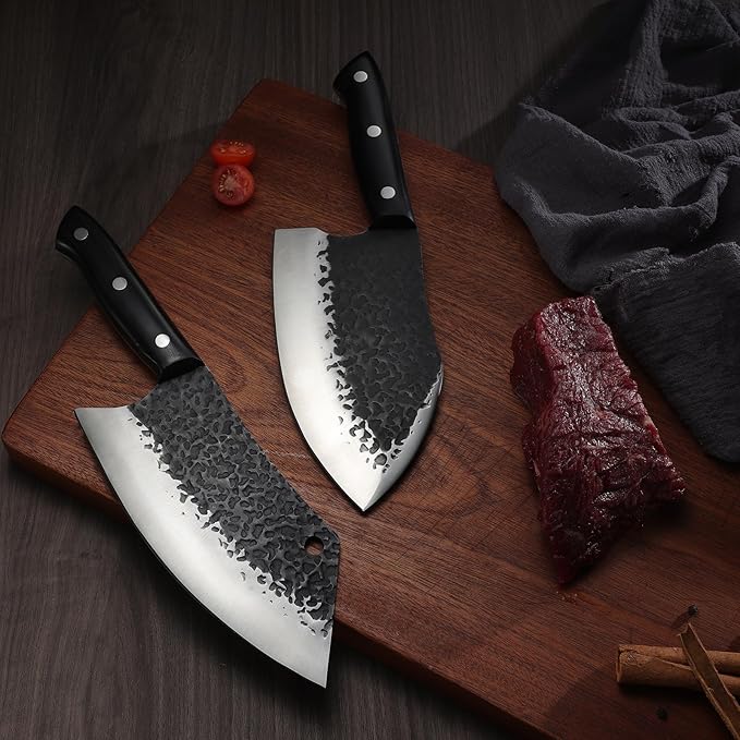 Golden Bird Butcher Knife Set - 13pcs Chef Knife Set Hand Forged Knives for Kitchen, Sharp Japanese Knives Sets for Meat Cutting, Camping, BBQ, Christmas Gifts for Men Women