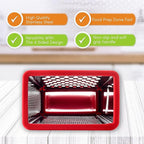 Spring Chef Professional Red 10" Parmesan Cheese Grater With Container, Stainless Steel & Soft Grip Handle, 4 Sided Kitchen Carrot Shredder, Handheld Box Grater for Potato, Veggie, Ginger, Hashbrown
