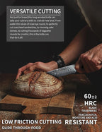 8” Bread Knife Serrated Kitchen Chef Knife - Damascus Steel & Resin Handle - Xuan Series (Jade Green)