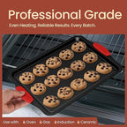 BAKKEN Kitchen Baking Pan Set - Nonstick Coating, Carbon Steel Bakeware Sets with Red Silicone Handles, Baking Kitchen Essentials, PFOA, PFOS, PTFE Free, Oven Safe Tray (Up To 450° F), Set of 18