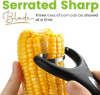 Spring Chef Stainless Steel Corn Peeler – Corn on the Cob Stripper Tool – Durable & Efficient Kernel Remover Tool – Easy to Use Kernel Cutter - Dishwasher Safe Kitchen Gadget - Set of 2 - Black