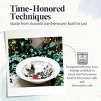 Portmeirion Holly and Ivy 6.5" Cereal Bowls (Set of 6) - Dishwasher & Microwave Safe Round Bowls, Hand-Decorated Earthenware, Everyday Breakfast Bowls for Holiday Dinnerware