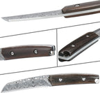 WILDMOK Paring knives Stainless Steel 3.2 Inch Utility Knife Full Tang Fruit Vegetable Cutting Carving Kitchen Knife with Leather Case (A)
