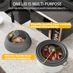 Collapsible Microwave Splatter Cover - Vented Silicone & Glass Lid with Easy-Grip Handle, Fits 6 to 8 Inch Plates & Bowls, 9 Inch Diameter, Prevents Splatters & Ensures Even Heating
