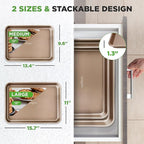 NutriChef Non Toxic Baking Pan, Medium and Large Cookie Sheets, Premium Nonstick Carbon Steel Cookie Pans for Baking - Commercial Grade, Restaurant Quality, Bakeware Set, Easy to Clean - (Set of 2)
