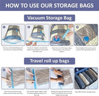 25 Pack Vacuum Storage Bags, Space Saver Vacuum Storage Bags, Vacuum Seal Bags for Clothing, Clothes, Comforters and Blankets, Hand Pump Included
