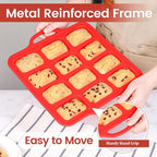 Silicone Mini Loaf pan, 12 Cavities Metal Reinforced Frame Nonstick Food Grade for Baking Mini Bread, Brownie, Cornbread, Cheesecake and Chocolate (1 Pack)