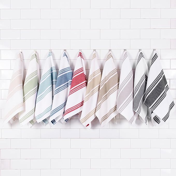 All-Clad Dual-Purpose Kitchen Towels: Highly Absorbent - 100% Cotton, 17"x30" Dish Towels for Cleaning & Drying Dishes & Glassware, 3-Pack, Pewter