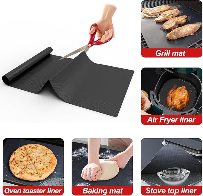 UBeesize 2 Pack Nonstick Grilling Mats for 22 Inch Blackstone Griddle, Resuable Cooking Mats for Grilling, BPA and PFOA Free Heavy Duty BBQ Grill Mats, Griddle Accessories Kit -22 x 16 Inch