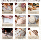 Banneton Bread Proofing Basket: Sourdough Bread Baking Supplies, Sourdough Starter Kit, Bread Making Supplies Tools, Baking Gift Set, 9 inch round rattan Basket, bread bag, dough scraper, scoring lame