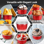 EUSOAR Mini Cake Pans with Lids, 200pcs 5oz Disposable Foil Cups with Lids for Creme Brulee Flan Cheesecake Dessert, Mini Aluminum Baking Mold Container for Wedding Party Single Serving Holiday