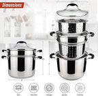 AVACRAFT 18/10 Stainless Steel, 4 Piece Pasta Pot with Strainer Insert, Stock Pot with Steamer Basket and Pasta Pot Insert, Pasta Cooker Set with Glass Lid, 7 Quart
