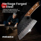 Matsato Cleaver Knife – Japanese Steel Cooking Butcher Knife for Meat & Vegetables Chopping, 5.8 Inch Kitchen Knife, Christmas Kitchen Gift for Men & Women