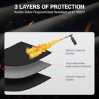 48 x 30 Inch Under Grill Mats for Outdoor Grill, Double-Sided Fireproof Deck and Patio Protector Mat, Fire Pit Mat, Waterproof, Oil-Proof BBQ Mats, Fireproof Floor Pads with Storage Bag
