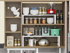 Adjustable Expanable Stackable Spice Rack Shelf Pantry Storage Organizer for Kitchen Cabinet,Countertop,Bathroom and More.Space is no Longer Limited(1Pack/White/Large)