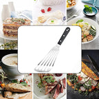 KSENDALO Fish Spatula Stainless Steel, Egg Flipper Spatula with Thin Flexible Slotted and Angled Blade for Kitchen Cooking, Grill, Camping, Essential Metal Spatulas,Silver Kitchen Utensils Set