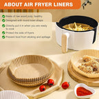 Air Fryer Paper Liners Disposable: 125PCS Non-Stick Air Fryer Parchment Paper, Food Grade Baking Liner for Baking Roasting Microwave (8IN-Round)