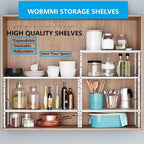 Expandable,Adjustable & Stackable Spice Rack, Cabinet Kitchen Countertop Shelf Organizer,Metal Pantry Storage Shelves - Space-Saving Storage Solution(2Packs/White/Medium)
