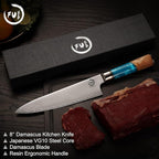 Chef Knife 8 inch, Damascus Chef Knife Japanese VG10 Core Steel with 66-Layers High Carbon Professional Sharp Chefs Knife 8" Blade Ergonomic Beautiful Blue Resin Handle Gift Boxed
