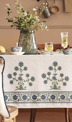 patdrea Designer Linen Vintage Blue Rectangle Tablecloth,Leaves Pattern Anti-Wrinkle Floral Table Cloth,French Decor Table Cover for Kitchen Dining,Christmas,Thanksgiving,Party,55"x87"-Ivar B