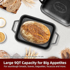 Davivy 9QT Pre-Seasoned Dutch Oven for Sourdough Bread, Non-stick Cast Iron Sourdough Bread Loaf Baking Pan, Large Capacity Cast Iron Loaf Pan, with Silicone Oven Mitts