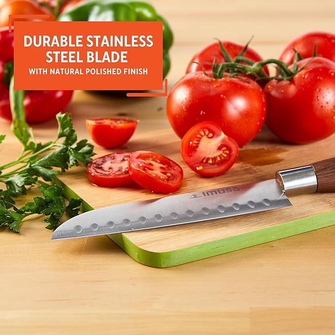 IMUSA 6in Chef WL Stainless Steel Santoku Knife with Wood Look Handle