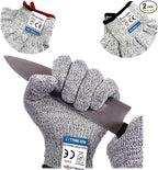 Dowellife Cut Resistant Gloves Food Grade Level 5 Protection, Safety Kitchen Cuts Gloves for Oyster Shucking, Fish Fillet Processing, Mandolin Slicing, Meat Cutting and Wood Carving. (Medium-2 Pairs)