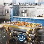 9Qt 4 Pack [Multiple Food Pans Combo] Chafing Dishes for Buffet | High Grade [Durable and Hard] Chafing Dish for Parties, Events & Weddings, Indoors & Outdoors, Gold