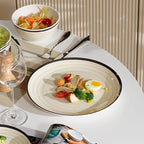 Melamine Dinnerware Set for 4, 12Pcs Dinnerware Sets, Lightweight Plates And Bowls Sets, Morden Dishes Sets for Indoor and Outdoor Use, Dishwasher Safe BPA Free(Off White)