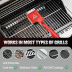 Steam Grill Brush Bristle Free, Safe Cleaning BBQ Grill Brush with Scraper, Replaceable & Dishwasher-Safe Scrub Head, Grill Cleaner Tool with Durable Ergonomic Handle, Red