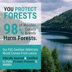 Disposable Wooden Forks For Eating - 300pcs - Heavy Duty & Sharp - Our Guilt-Free FSC Certified Wood Protects Forests - A Great Alternative to Bamboo Forks Disposable