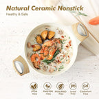 SENSARTE Ceramic Nonstick Stock Pot with Lid, 2.6/4.5/6.6/8.5 QT Soup Pot Casserole, Non-toxic Healthy, Induction Compatible, PFOA PFAS PTFE Free, White
