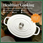 Larder & Vine Enameled Cast Iron 8 qt Dutch Oven Pot with Lid | Bread Baking | Compatible on All Cooktops & Oven Safe to 500° F | Great for Sourdough Bread | White